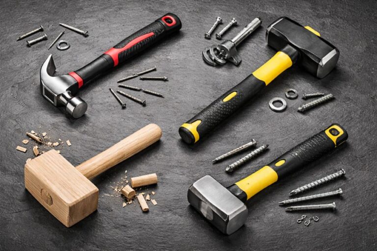 Hand Tools: Hammers, screwdrivers, tape measures, and wrench sets.